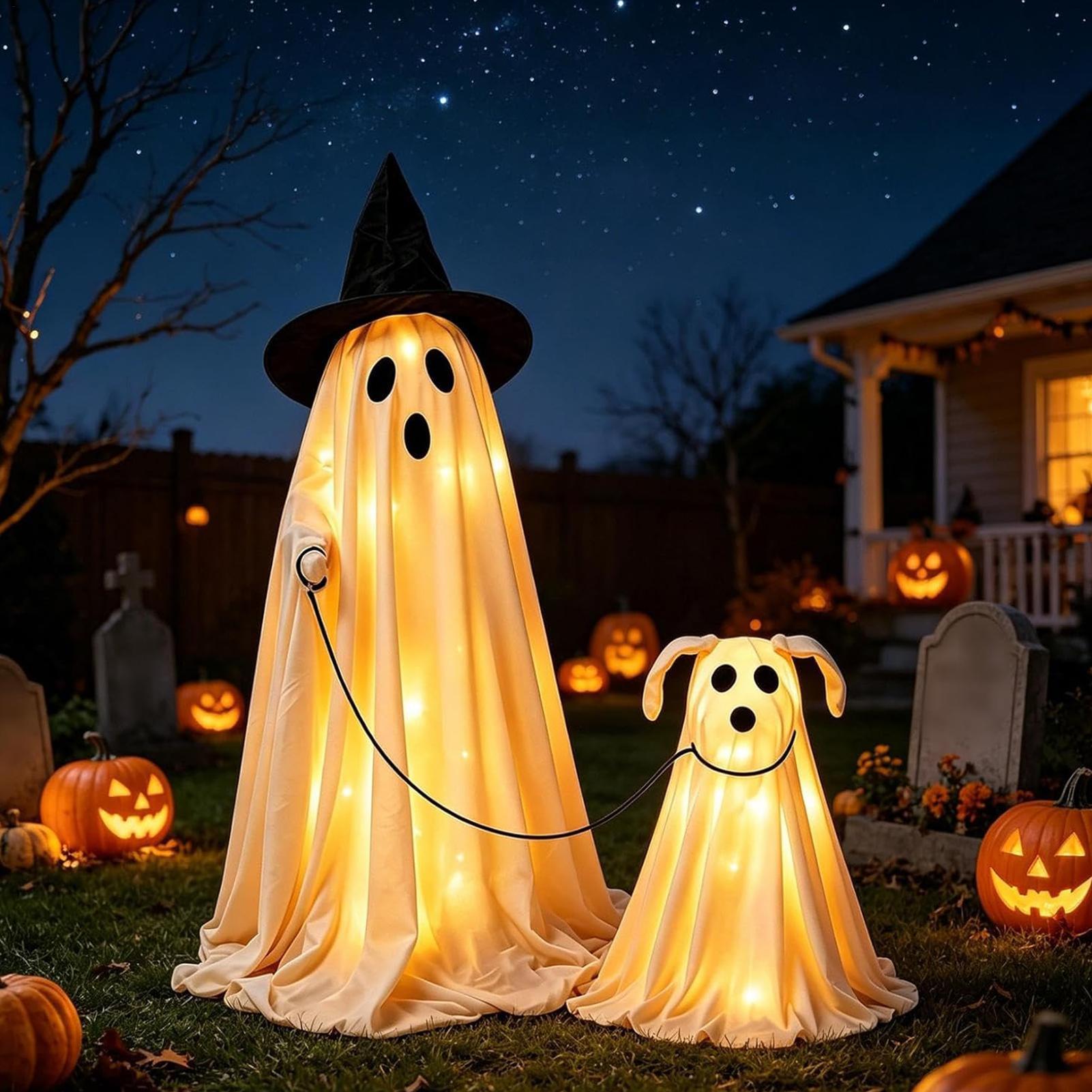 Outdoor Lighting Effects - Набор светящихся собак-призраков с теплым свечением,